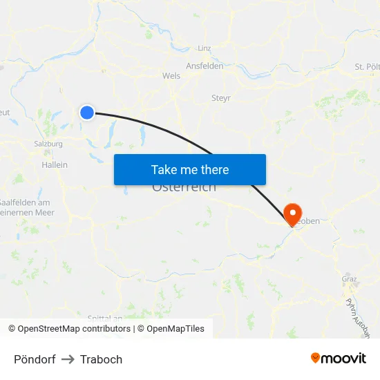 Pöndorf to Traboch map