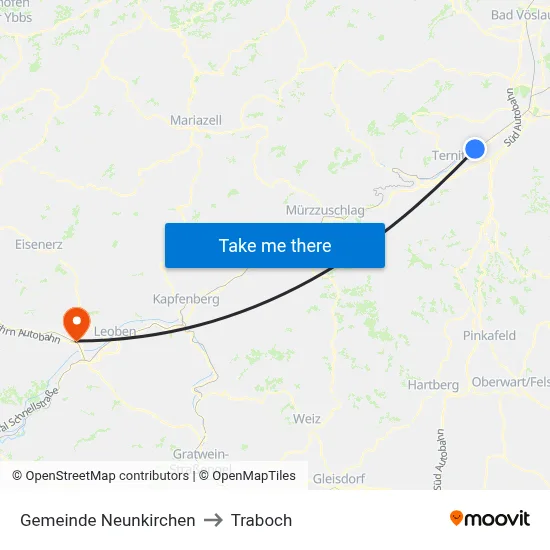 Gemeinde Neunkirchen to Traboch map