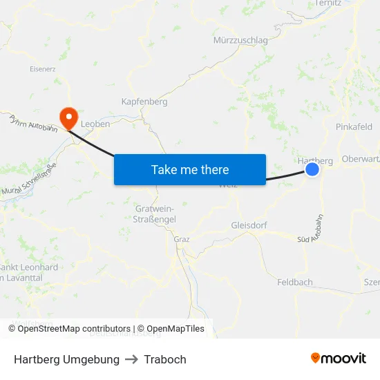 Hartberg Umgebung to Traboch map