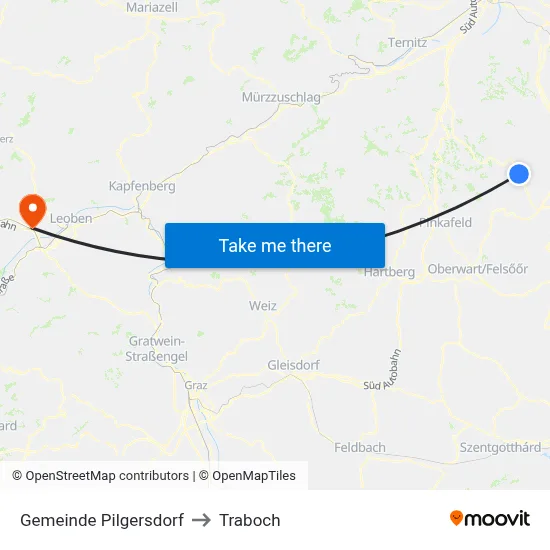 Gemeinde Pilgersdorf to Traboch map