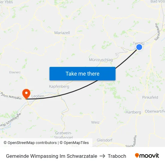 Gemeinde Wimpassing Im Schwarzatale to Traboch map
