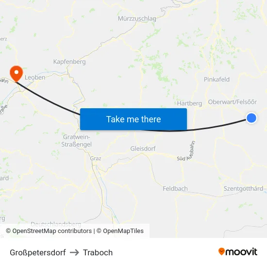 Großpetersdorf to Traboch map