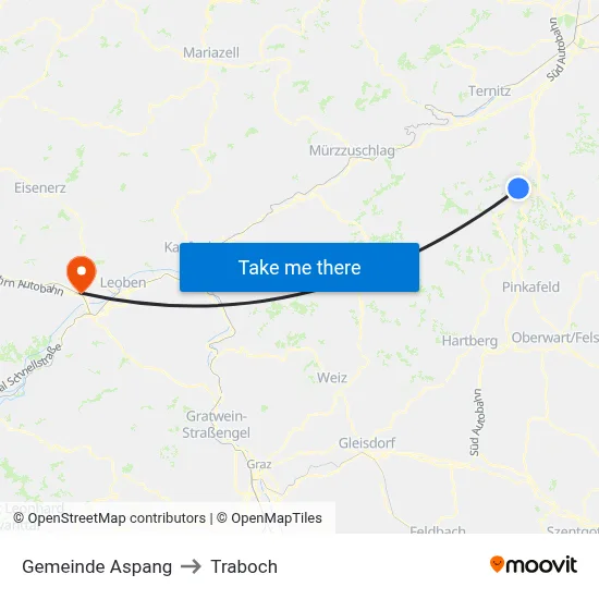 Gemeinde Aspang to Traboch map