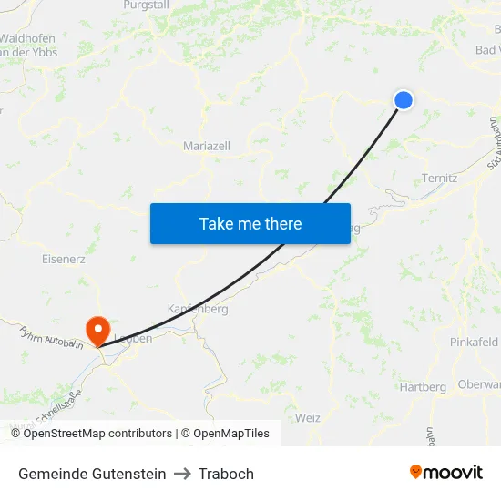 Gemeinde Gutenstein to Traboch map