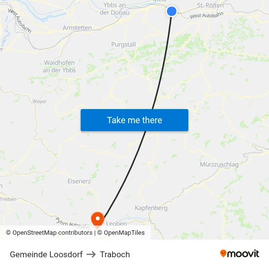 Gemeinde Loosdorf to Traboch map