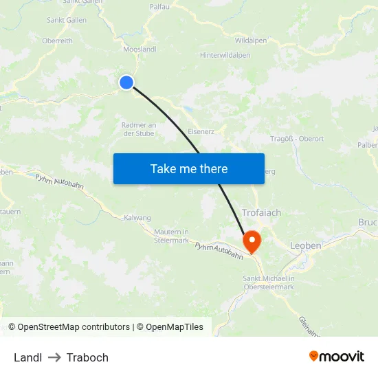 Landl to Traboch map