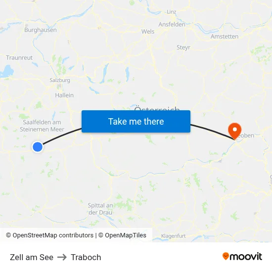 Zell am See to Traboch map
