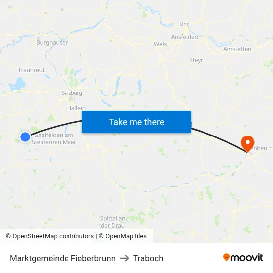 Marktgemeinde Fieberbrunn to Traboch map