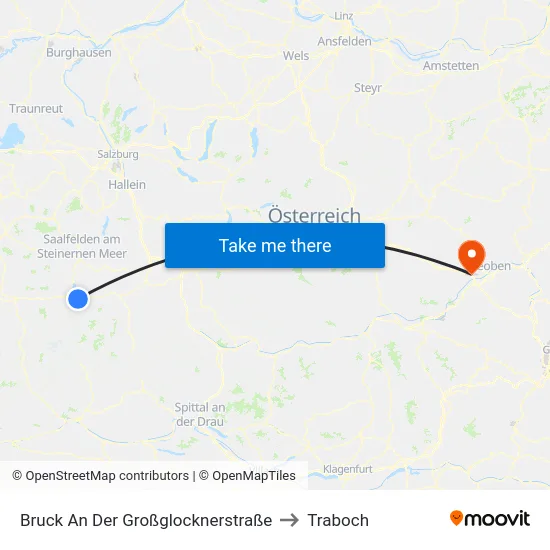 Bruck An Der Großglocknerstraße to Traboch map