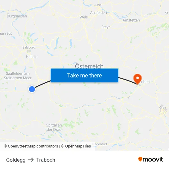 Goldegg to Traboch map
