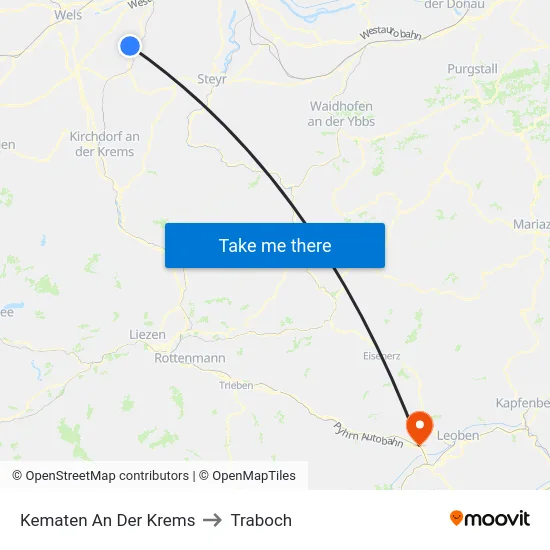 Kematen An Der Krems to Traboch map