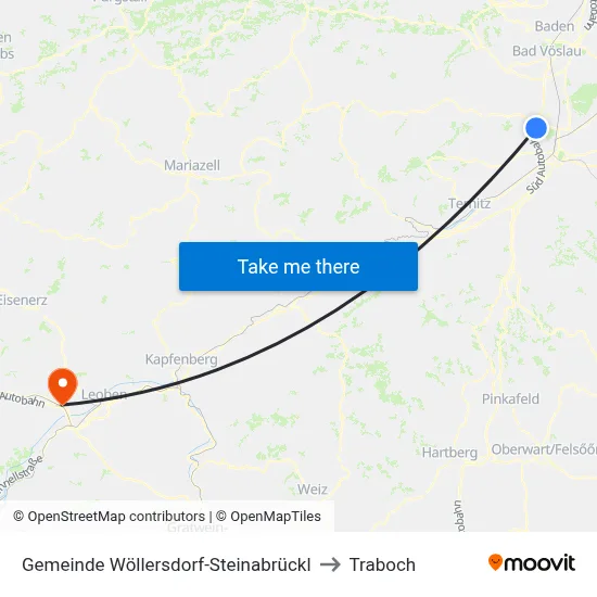 Gemeinde Wöllersdorf-Steinabrückl to Traboch map