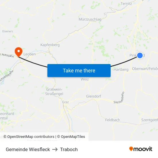 Gemeinde Wiesfleck to Traboch map