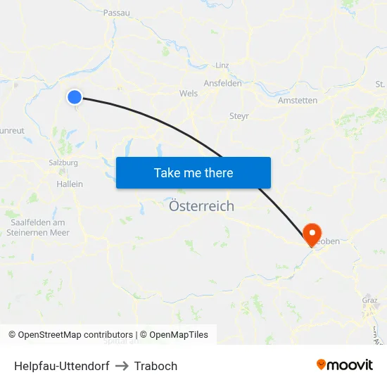 Helpfau-Uttendorf to Traboch map