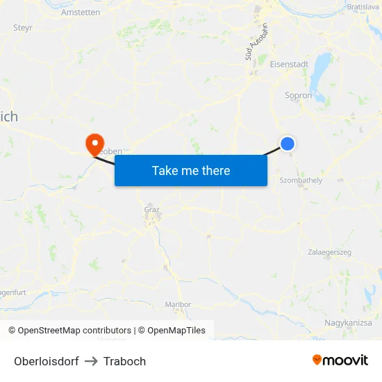 Oberloisdorf to Traboch map