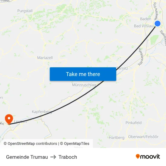 Gemeinde Trumau to Traboch map