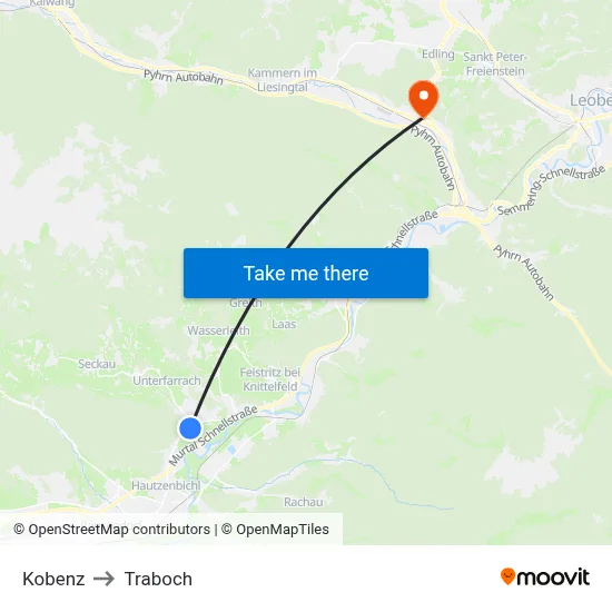 Kobenz to Traboch map