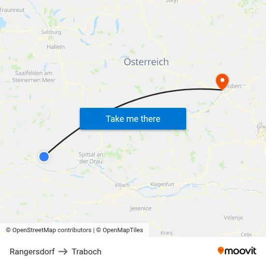 Rangersdorf to Traboch map