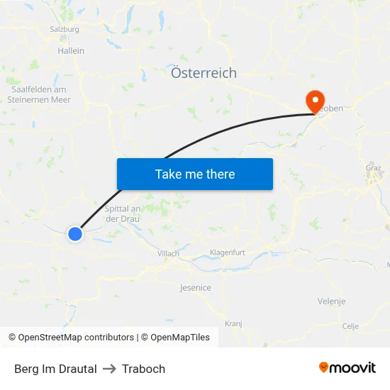 Berg Im Drautal to Traboch map