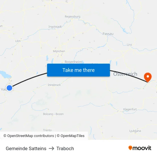 Gemeinde Satteins to Traboch map