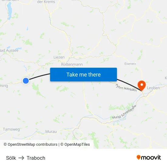 Sölk to Traboch map