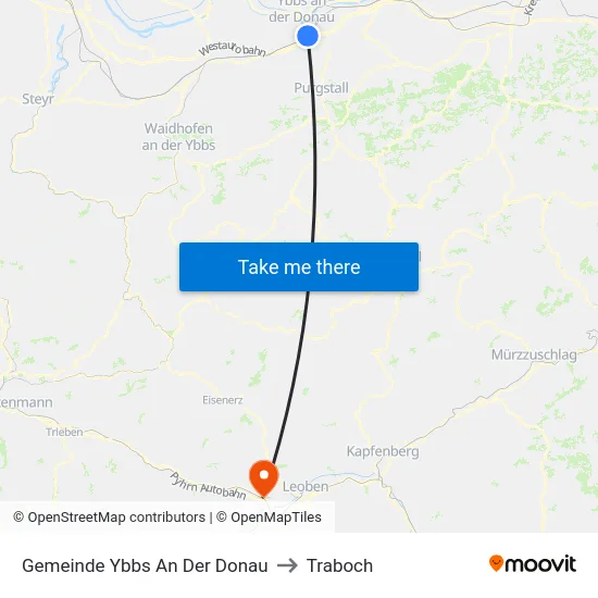Gemeinde Ybbs An Der Donau to Traboch map