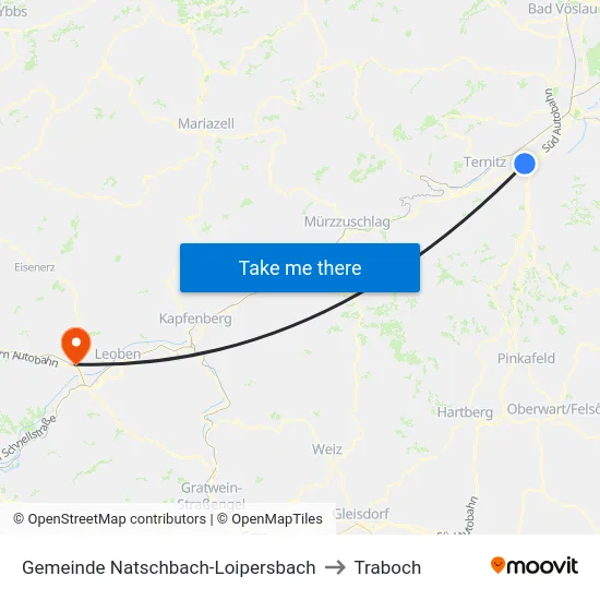 Gemeinde Natschbach-Loipersbach to Traboch map