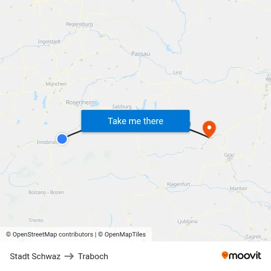 Stadt Schwaz to Traboch map