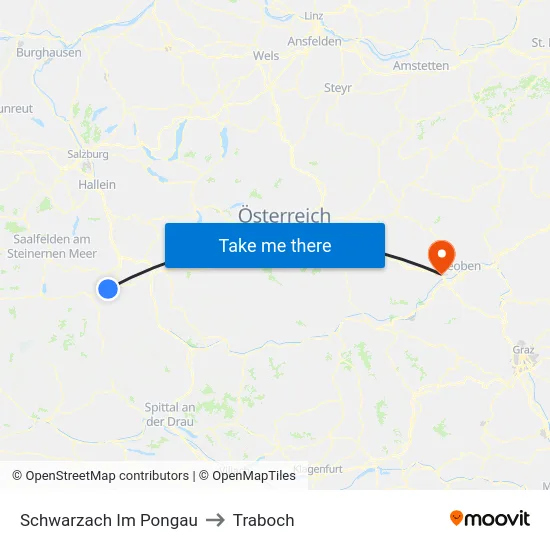 Schwarzach Im Pongau to Traboch map