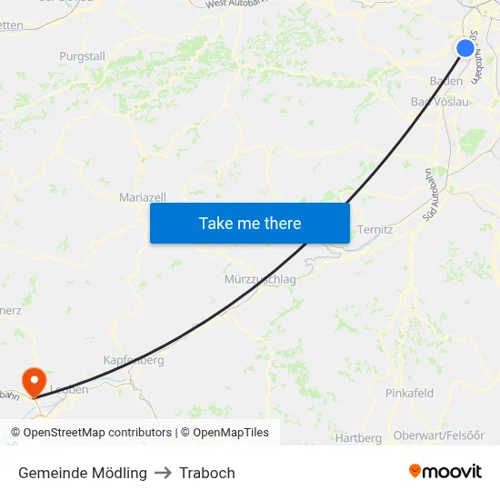 Gemeinde Mödling to Traboch map