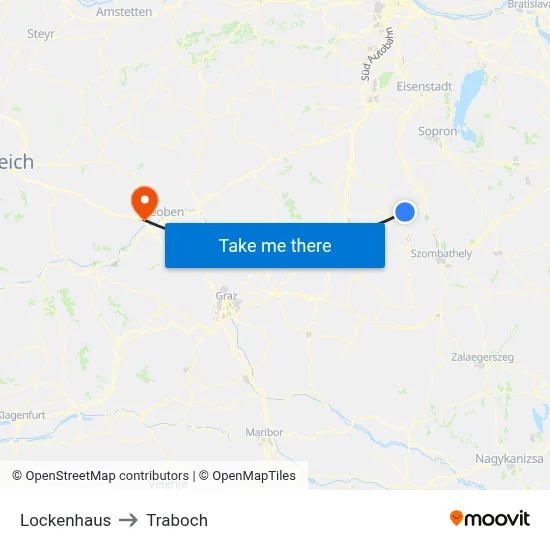 Lockenhaus to Traboch map