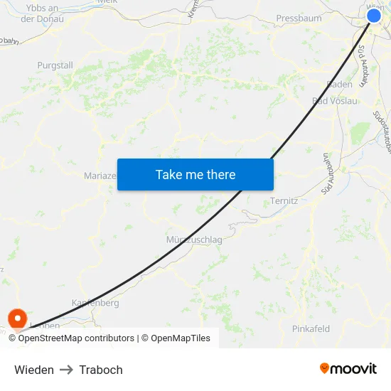 Wieden to Traboch map