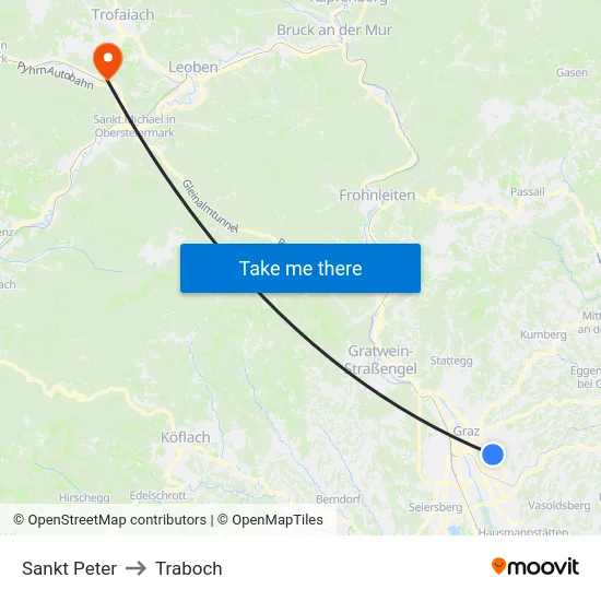 Sankt Peter to Traboch map