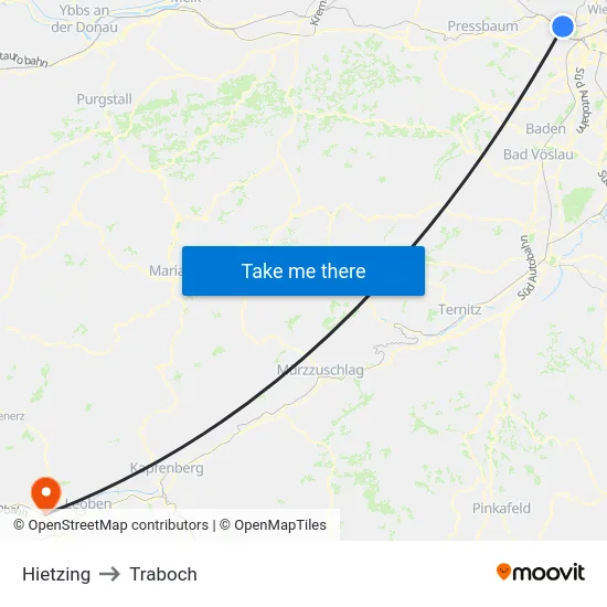 Hietzing to Traboch map