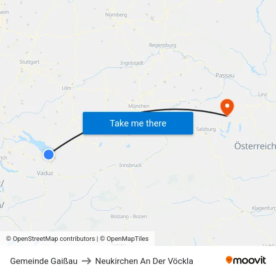 Gemeinde Gaißau to Neukirchen An Der Vöckla map
