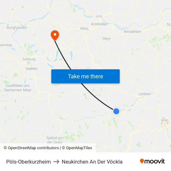 Pöls-Oberkurzheim to Neukirchen An Der Vöckla map