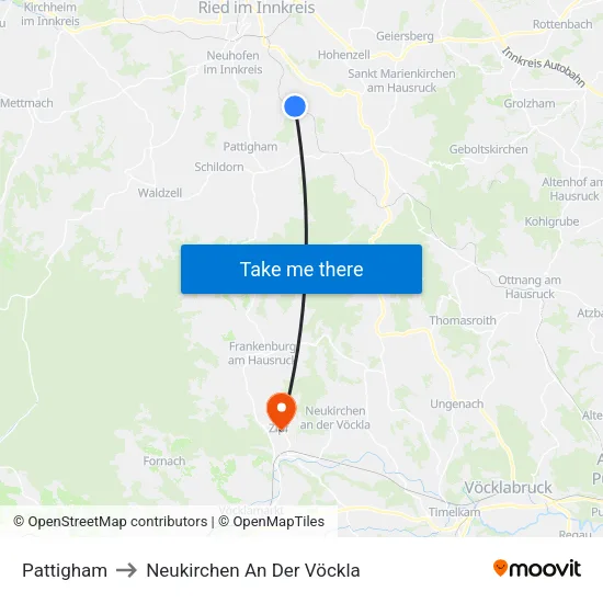 Pattigham to Neukirchen An Der Vöckla map