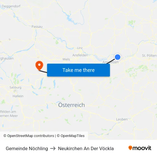 Gemeinde Nöchling to Neukirchen An Der Vöckla map