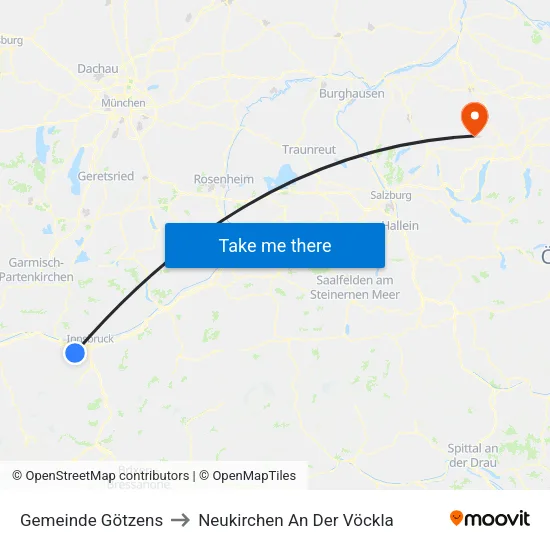 Gemeinde Götzens to Neukirchen An Der Vöckla map
