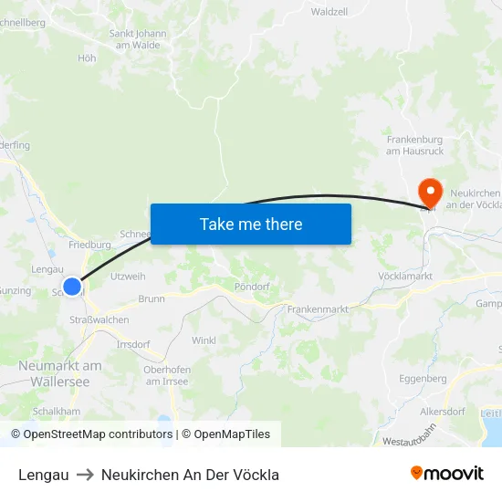 Lengau to Neukirchen An Der Vöckla map