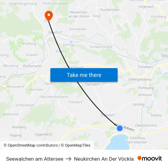 Seewalchen am Attersee to Neukirchen An Der Vöckla map