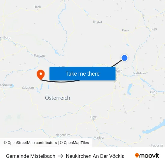 Gemeinde Mistelbach to Neukirchen An Der Vöckla map