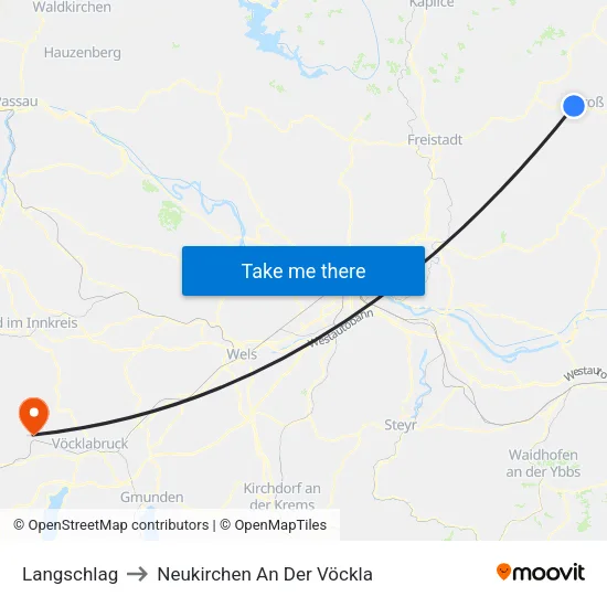 Langschlag to Neukirchen An Der Vöckla map