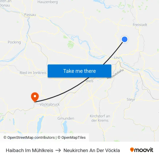 Haibach Im Mühlkreis to Neukirchen An Der Vöckla map