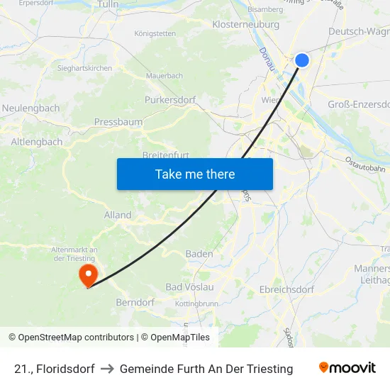 21., Floridsdorf to Gemeinde Furth An Der Triesting map