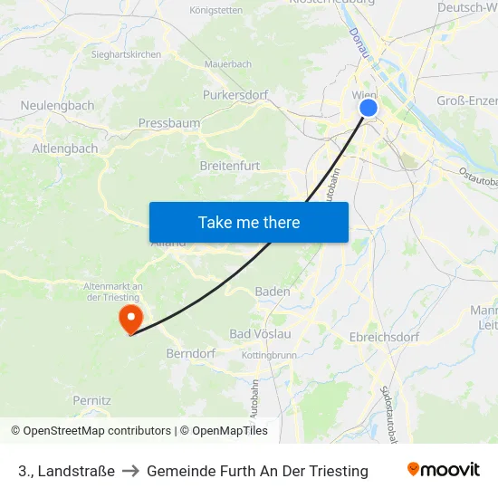3., Landstraße to Gemeinde Furth An Der Triesting map