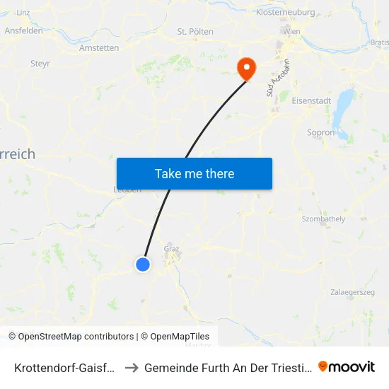 Krottendorf-Gaisfeld to Gemeinde Furth An Der Triesting map