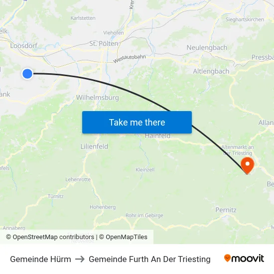 Gemeinde Hürm to Gemeinde Furth An Der Triesting map