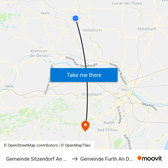 Gemeinde Sitzendorf An Der Schmida to Gemeinde Furth An Der Triesting map