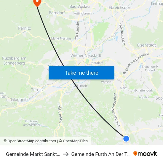Gemeinde Markt Sankt Martin to Gemeinde Furth An Der Triesting map